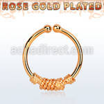 rssep12b rose gold plated silver fake septum ring w a knoted wire