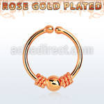 rssep12c rose gold silver fake septum ring w balinese wire ball