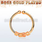 rssep12d rose gold plated silver fake septum ring w balinese wire