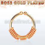 rssep12e rose gold plated silver fake septum ring w 3 ropes