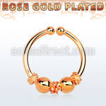 rssep12f rose gold silver fake septum ring w balinese wire ball