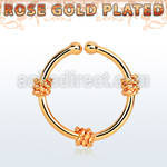 rssep12g rose gold plated silver fake septum ring w three ropes