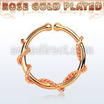 rssep12j rose gold plated silver fake septum ring w a thin rope