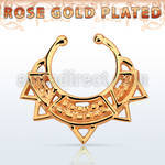 rssepd10 rose gold silver fake septum ring w wide engraved indian