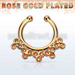 rssepd5 rose gold silver fake septum clicker in elaborate indian