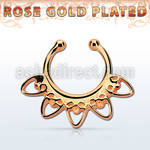 rssepd6 rose gold silver fake septum clicker in a indian heart
