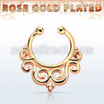 rssepd7 rose gold silver fake septum clicker decorated indian 
