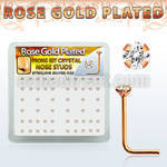 rssp14xc box w rose gold plated silver nose bone w 2mm crystal