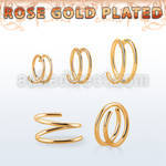 rsspr20 silver spiral nose ring, 20g w 18k rose gold plating