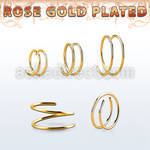 rsspr22 silver spiral nose ring, 22g w 18k rose gold plating