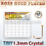rsw6xc box rose gold plated silver nose screws w 1.25mm crystal
