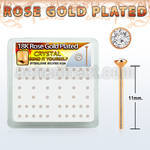 rsy14xc rose gold plated silver bendit nose stud clear crystal