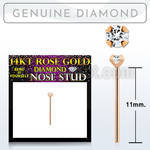 rydb2 genuine diamond 14k rose gold bend it yourself nose stud 2mm prong set round diamond
