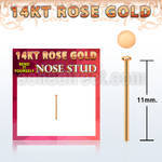 rysrd1 14kt rose gold bend it nose stud, 22g 1mm flat top