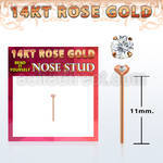 ryzc1 14kt rose gold bend it nose stud w a 2mm round cz