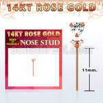 ryzhc1 14kt rose gold bend it nose stud w a triangle shaped cz