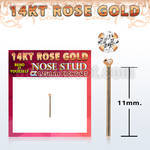 ryzm12 14kt rose gold bend it yourself nose stud 1.2mm clear cz