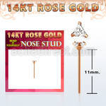 ryztc1 14kt rose gold bend it nose stud w a triangle shaped cz