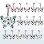 se013 steel belly banana w butterfly design w crystals wings
