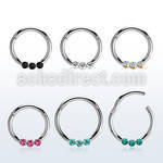 segh16e 316l steel hinged segment ring 16g w 3 small crystals