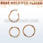 seghr16e rose gold steel hinged segment ring 16g w small crystals
