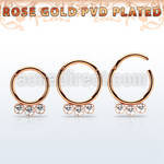 seghr16f rose gold steel hinged segment ring 16g  w crystals
