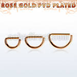 selttd16 rose gold plated 316l steel d shaped seamless ring 16g