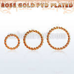 selttw16 rose gold steel seamless ring 1.2m w a twisted wire