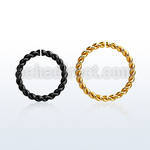 seltw16 pvd plated steel seamless ring,1.2mm w a twisted wire