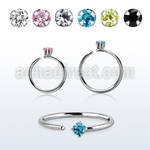 selz20 surgical steel seamless ring, 20g w a 2mm prong set cz