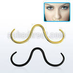 septm anodized 316l steel septum retainer in mustache shape