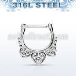 sepu16 high polished 316l steel septum clicker w celtic design