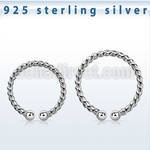 silver clip on nose hoop w twisted wire design