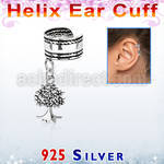 silver helix ear cuff w rope edge tree of life dangling 