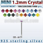 silver nose screw bulk w mini 1.2mm prong set crystals