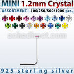 silver nose stud bulk w mini 1.2mm prong set crystals