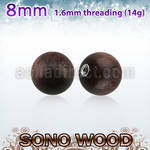snball8 8mm sono wood ball with a 316l steel 1.6mm threading
