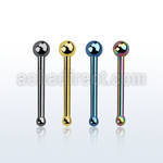 snbbt anodized 316l steel nose bone with 2mm ball shaped top