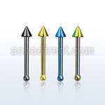 sncnt anodized 316l steel nose bone with 2mm cone shaped top