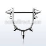 snpa 316l steel stirrup nipple ring w spikes bar w cones