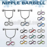 snpod19 316l steel nipple stirrup w crystal infinity sign