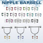 snpod27 steel nipple stirrup 14g  w 5mm ball dangling dragonfly