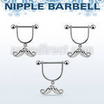 snpod6 316l steel nipple stirrup w happy mustache design