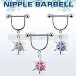 snpoz8 316l steel nipple stirrup w round encased cz stone