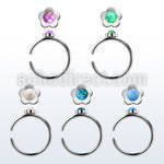 snr1op 316l steel nose ring w flower top synthetic opal