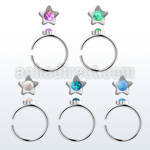 snr4op 316l steel nose ring w star top synthetic opal