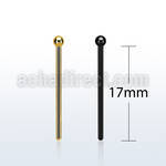 snybt18 pvd plated steel bend it nose stud w a 2mm ball top