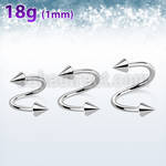sp18cn3 316l steel spiral 18g 1mm w two 3mm cones