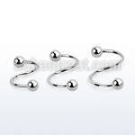 sp20b 316l steel eyebrow spiral with two 3mm balls