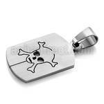 spd58 matte steel dog tag pendant with skull cross bones